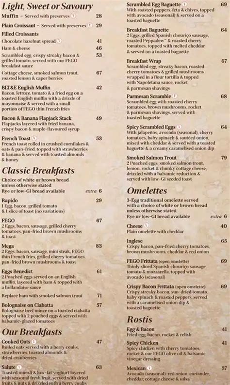 fego caffe menu